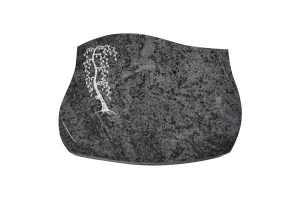 Liegestein Verdi, Orion Granit, 50cm x 40cm x 10cm, inkl. Trauerweide