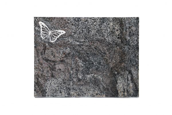 Liegeplatte, Paradiso Granit rechteckig 40cm x 30cm x 3cm, inkl. Schmetterling