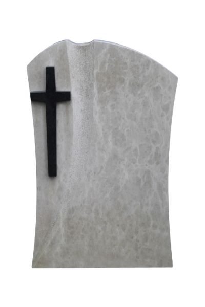 Urnengrabstein,Indien Black Granit / Ocean beige Kalkstein mit Kreuz 80cm x 50cm x 14cm