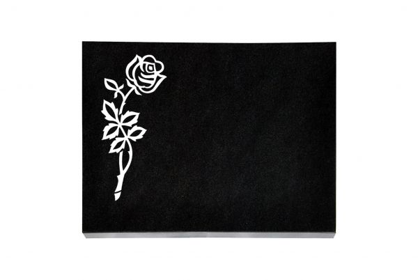 Liegeplatte, Black Granit rechteckig 40cm x 30cm x 3cm, inkl. Rose