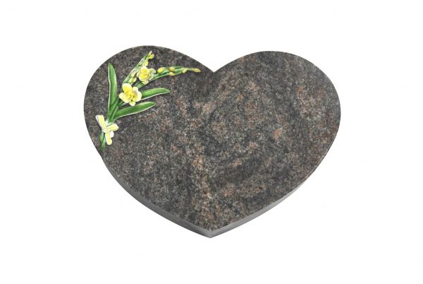 Liegestein Herz, Himalaya Granit, 50cm x 40cm x 10cm, inkl. Orchidee aus Alu