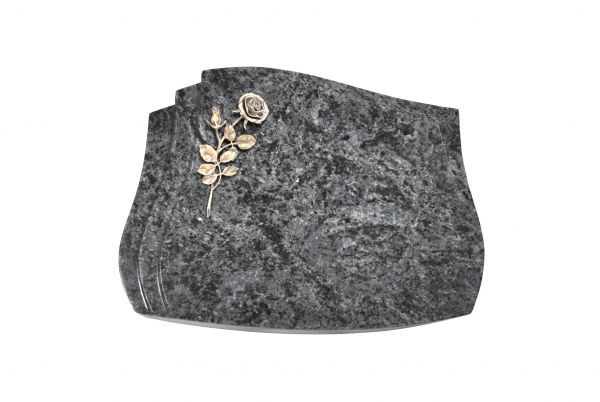 Liegestein Vivaldi, Orion Granit, 50cm x 40cm x 10cm, inkl. Rose aus Bronze