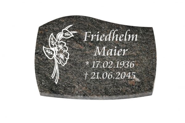 Liegeplatte, Himalaya Granit mit Fasen 40cm x 30cm x 3cm, inkl. Orchidee