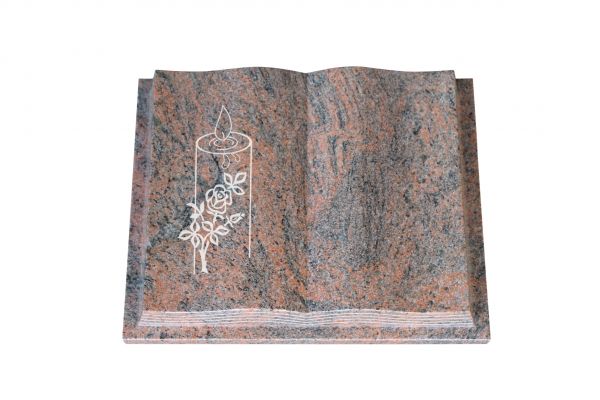 Grabbuch, Multicolor Granit, 40cm x 30cm x 8cm, inkl. Kerzenornament