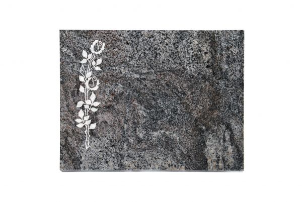 Liegeplatte, Paradiso Granit rechteckig 40cm x 30cm x 3cm, inkl. Rosenblüten