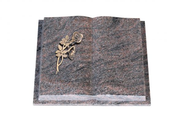 Grabbuch, Himalaya Granit, 40cm x 30cm x 8cm, inkl. Knickrose aus Bronze