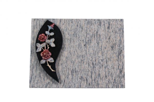 Liegestein, Indien Black und Raw Silk Granit 40cm x 30cm x 3cm, inkl. gebogener Rose