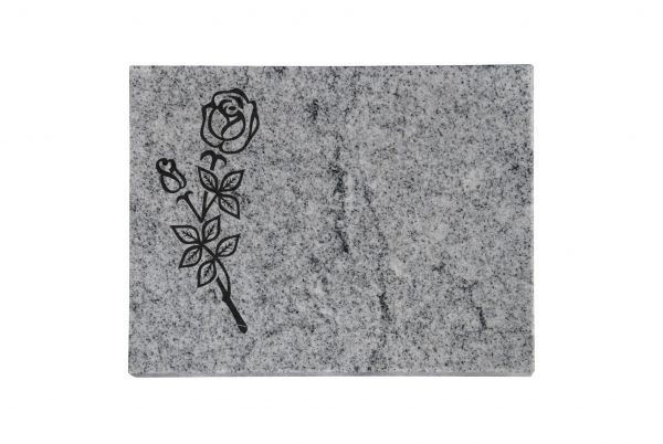 Liegeplatte, Viscount White Granit 40cm x 30cm x 3cm, inkl. vertiefter Rose
