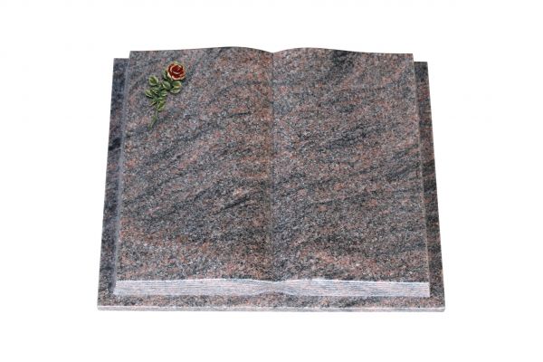 Grabbuch, Himalaya Granit, 50cm x 40cm x 10cm, inkl. kleiner roten Rose