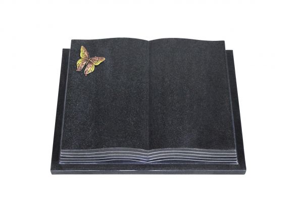 Grabbuch, Indien Black Granit, 45cm x 35cm x 8cm, inkl. Schmetterling aus Bronze