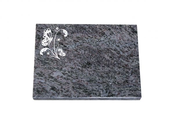 Liegeplatte, Orion Granit rechteckig 40cm x 30cm x 3cm, inkl. Schmetterling auf Blättern