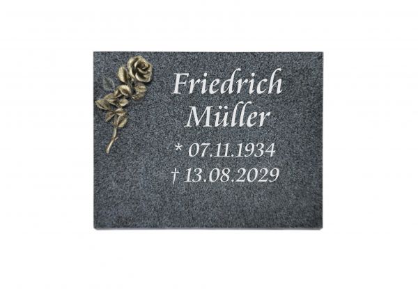 Liegeplatte, Padang Granit rechteckig 40cm x 30cm x 3cm, inkl. Alurose