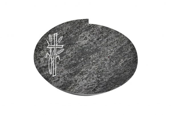 Liegestein Mozart, Orion Granit, 50cm x 40cm x 10cm, inkl. Kreuz mit Ähren