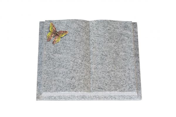 Grabbuch, Viscount White Granit, 40cm x 30cm x 8cm, inkl. Bronze Schmetterling