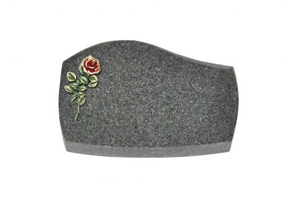 Liegeplatte aus Padang Dark Granit mit Fasen, inkl. kleiner farbiger Rose
