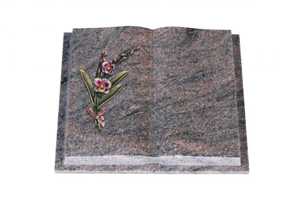 Grabbuch, Himalaya Granit, 45cm x 35cm x 8cm, inkl. Orchidee aus Bronze