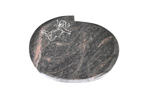 Liegestein Mozart, Himalaya Granit, 40cm x 30cm x 8cm, inkl. Engel