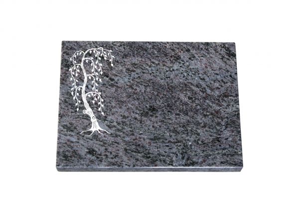 Liegeplatte, Orion Granit rechteckig 40cm x 30cm x 3cm, inkl. Trauerweide