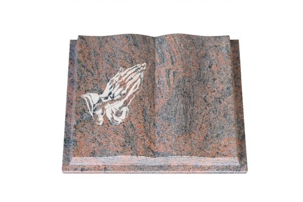 Grabbuch, Multicolor Granit, 60cm x 45cm x 10cm, inkl. betende Hand