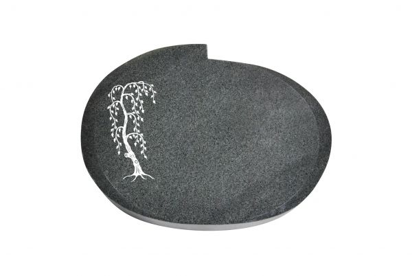 Liegestein Mozart, Padang Dark Granit, 50cm x 40cm x 10cm, inkl. Trauerweide
