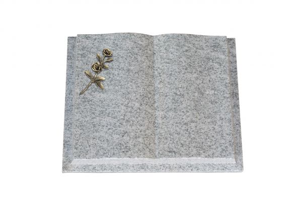 Grabbuch, Viscount White Granit, 45cm x 35cm x 8cm, inkl. Bronze Doppelrose