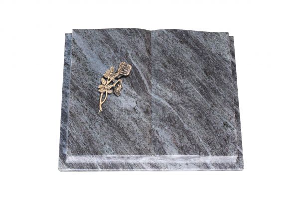 Grabbuch, Orion Granit, 50cm x 40cm x 10cm, inkl. Knickrose aus Bronze
