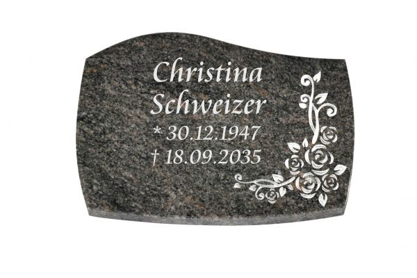 Liegeplatte, Himalaya Granit mit Fasen 40cm x 30cm x 3cm, inkl. Eckrose