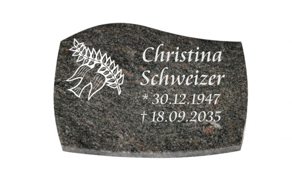 Liegeplatte, Himalaya Granit mit Fasen 40cm x 30cm x 3cm, inkl. Taube