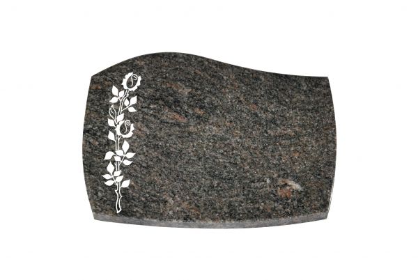 Liegeplatte, Himalaya Granit mit Fasen 40cm x 30cm x 3cm, inkl. schmaler Rose gestrahlt