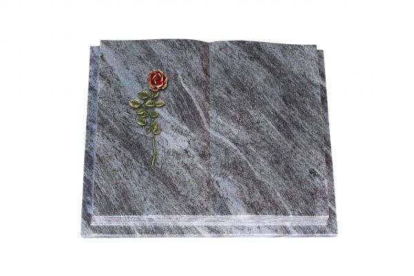 Grabbuch, Orion Granit, 60cm x 45cm x 10cm, inkl. roter Rose