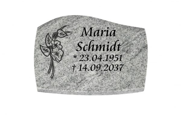 Liegeplatte, Viscount White Granit mit Fasen 40cm x 30cm x 3cm, inkl. Orchidee