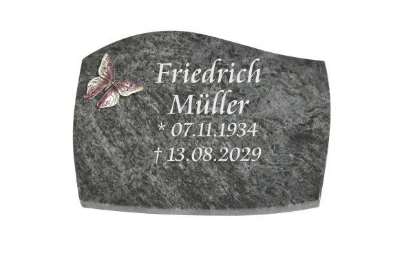 Liegeplatte, Orion Granit mit Fasen 40cm x 30cm x 3cm, inkl. Schmetterling