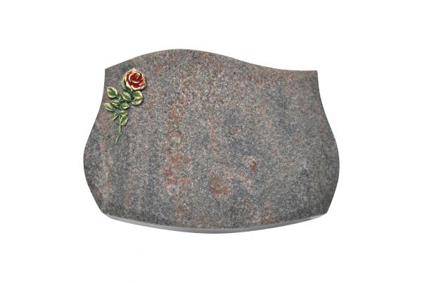 Liegestein Verdi, Himalaya Granit, 40cm x 30cm x 8cm, inkl. kleiner roten Rose