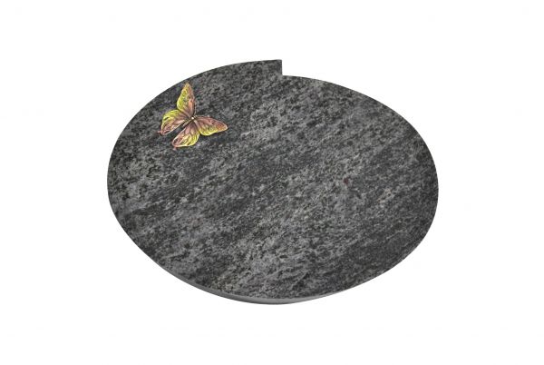 Liegestein Mozart, Orion Granit, 40cm x 30cm x 8cm, inkl. Bronzeschmetterling