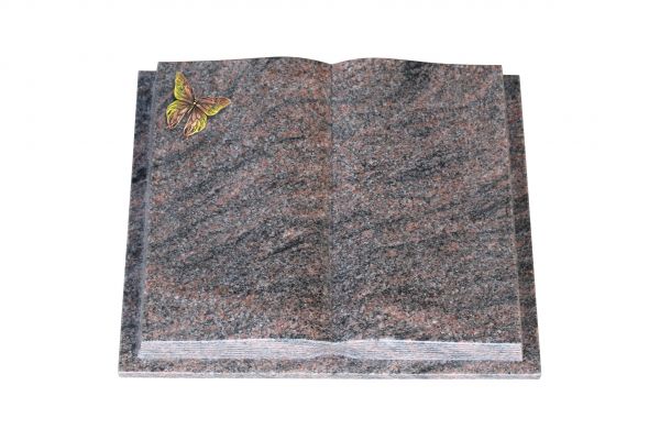 Grabbuch, Himalaya Granit, 50cm x 40cm x 10cm, inkl. Bronze Schmetterling