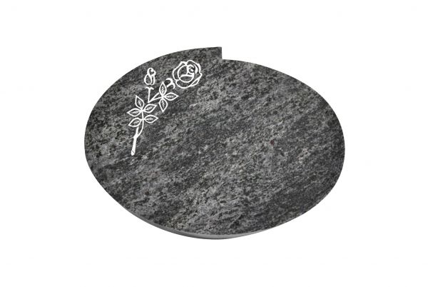 Liegestein Mozart, Orion Granit, 50cm x 40cm x 10cm, inkl. Rose vertieft gestrahlt