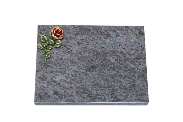 Liegeplatte, Orion Granit rechteckig 40cm x 30cm x 3cm, inkl.roter Rose