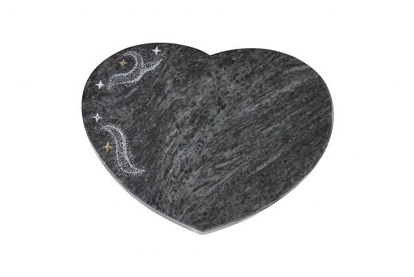 Liegestein Herz, Orion Granit, 40cm x 30cm x 8cm, inkl. Sternen mit Nebel
