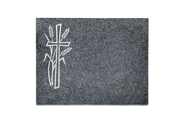Liegeplatte, Padang Dark Granit rechteckig 40cm x 30cm x 3cm, inkl. Kreuz und Ähren