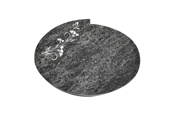 Liegestein Mozart, Orion Granit, 40cm x 30cm x 8cm, inkl. Schmetterling mit Blüte