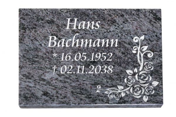 Liegeplatte, Orion Granit rechteckig 40cm x 30cm x 3cm, inkl. Eckrose