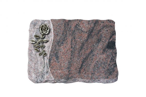 Liegeplatte, Indora Granit 40cm x 30cm x 4cm, inkl. Rose 25 cm