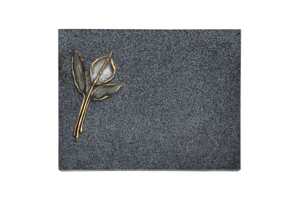Liegeplatte, Padang Dark Granit rechteckig 40cm x 30cm x 3cm, inkl. Calla aus Bronze