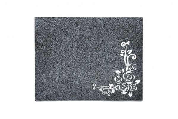 Liegeplatte, Padang Dark Granit rechteckig 40cm x 30cm x 3cm, inkl. Eckrose