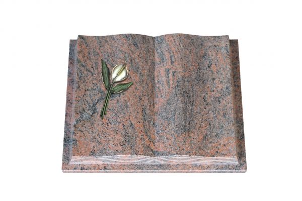 Grabbuch, Multicolor Granit, 60cm x 45cm x 10cm, inkl. Calla aus Bronze