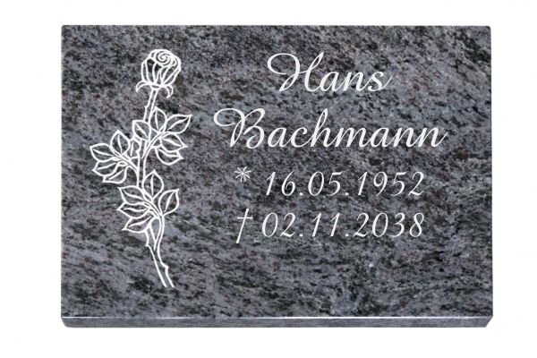 Liegeplatte, Orion Granit rechteckig 40cm x 30cm x 3cm, inkl. vertiefter Rose