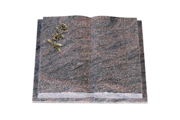 Grabbuch, Himalaya Granit, 40cm x 30cm x 8cm, inkl. Bronze Doppelrose