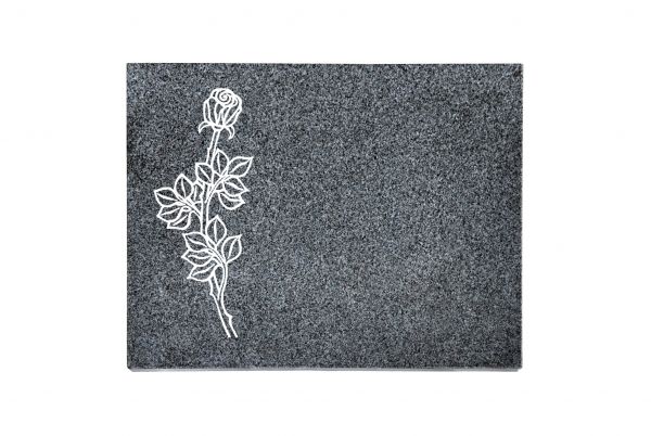 Liegeplatte, Padang Dark Granit rechteckig 40cm x 30cm x 3cm, inkl. vertiefter Rose