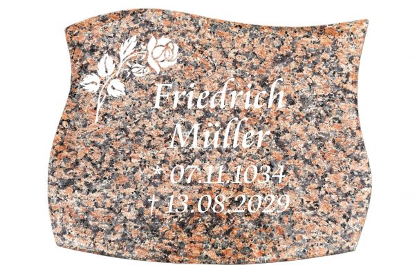 Liegestein mit Rose vertieft gestrahlt, 50cm x 40cm x 10cm