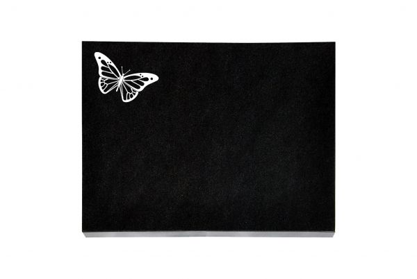 Liegeplatte, Black Granit rechteckig 40cm x 30cm x 3cm, inkl. Schmetterling